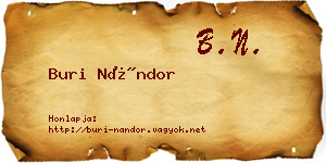 Buri Nándor névjegykártya